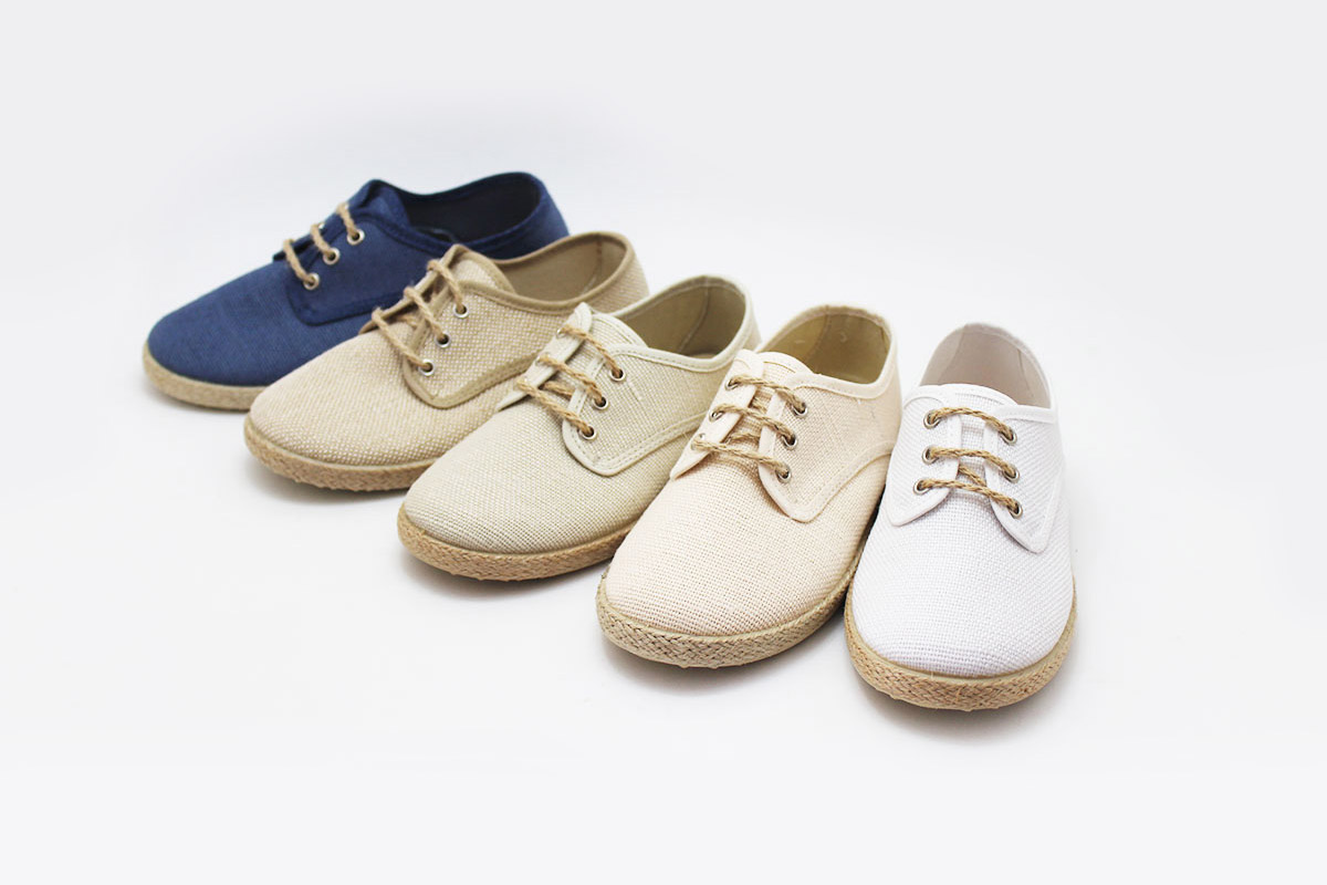Zapato blucher cordones lino esparto niño - Imagen 2