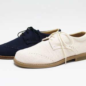 Zapato blucher niño lino comunión picados
