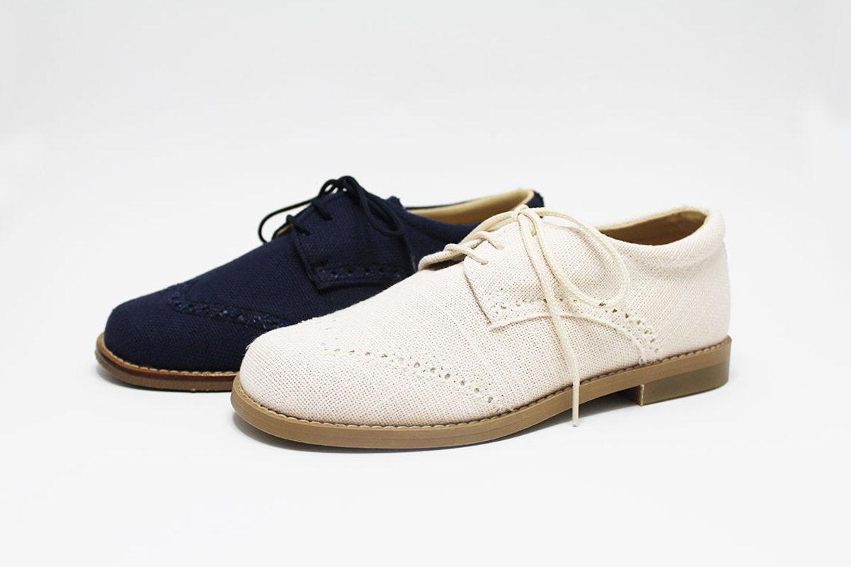 Zapato blucher niño lino comunión picados - Imagen 2