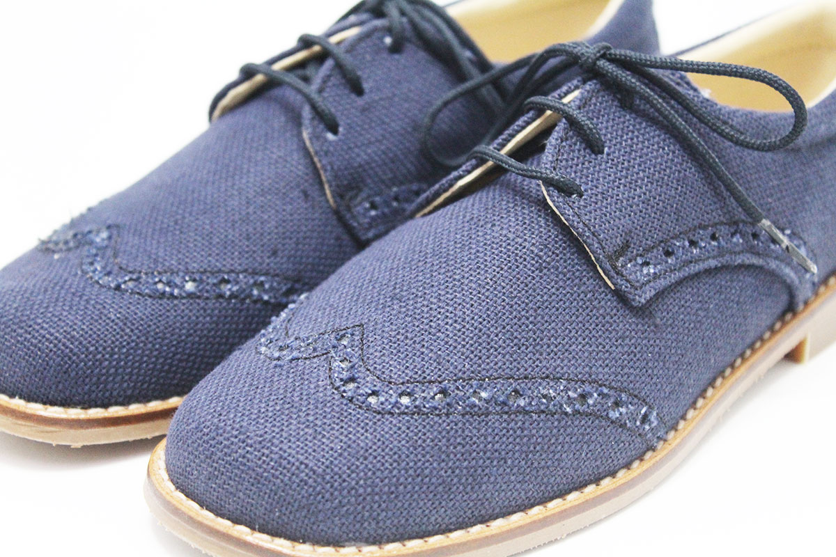 Zapato blucher niño lino comunión picados - Imagen 8