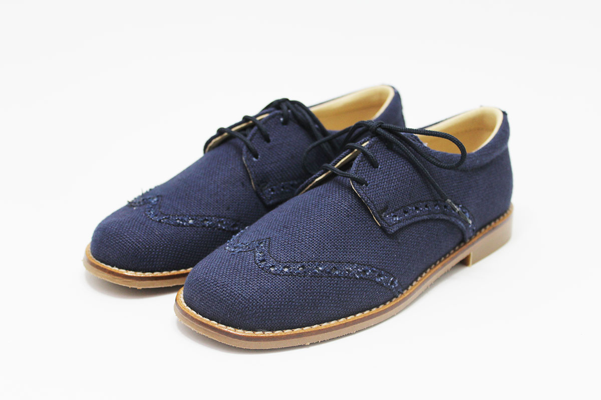 Zapato blucher niño lino comunión picados - Imagen 3