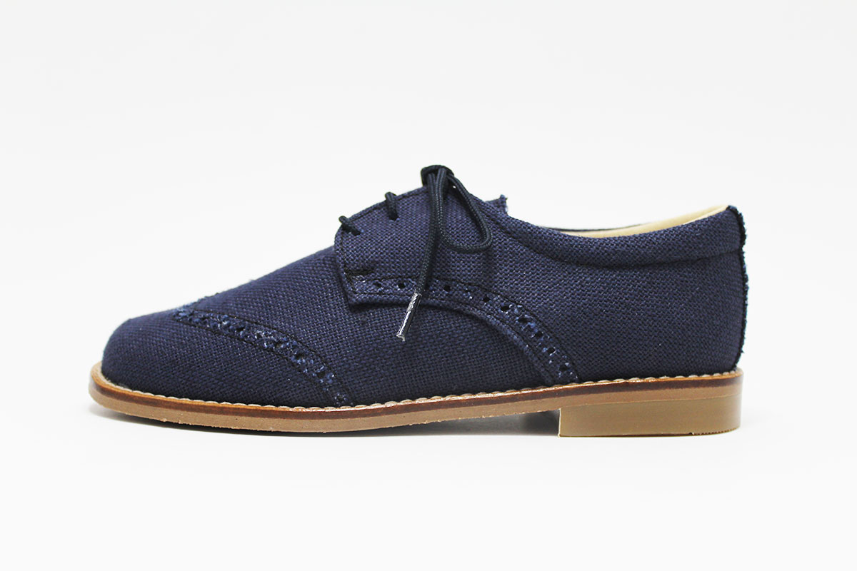 Zapato blucher niño lino comunión picados - Imagen 5