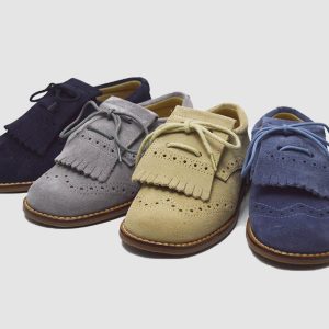 Zapato blucher serraje con copete y picado niño