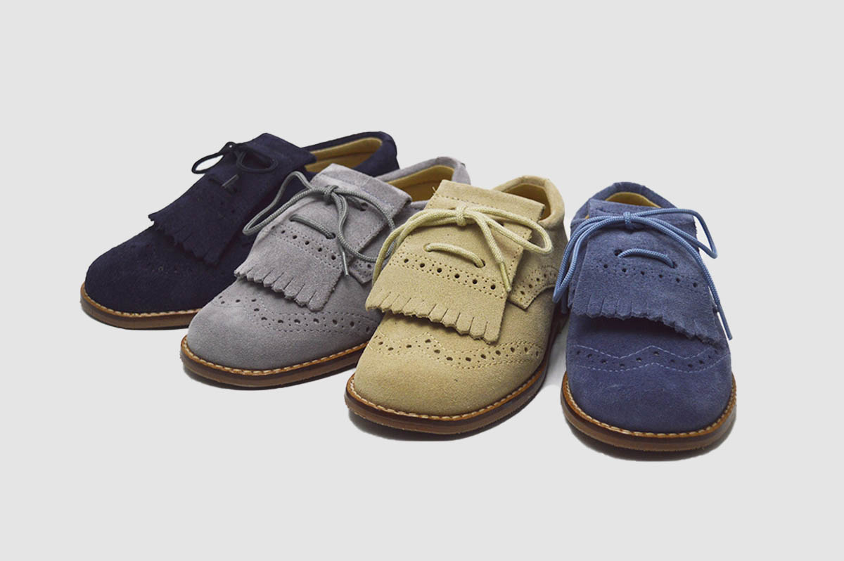 Zapato blucher serraje con copete y picado niño