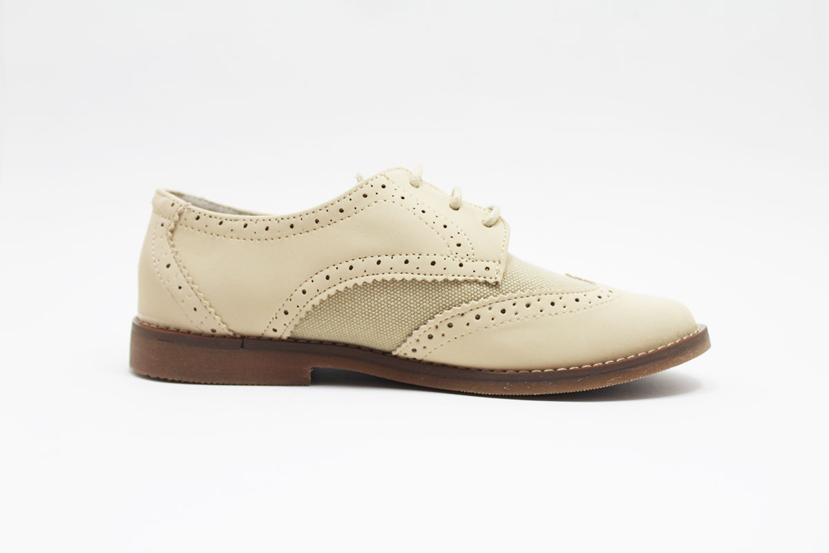 Zapato comunión niño lino y piel combinado - Imagen 5