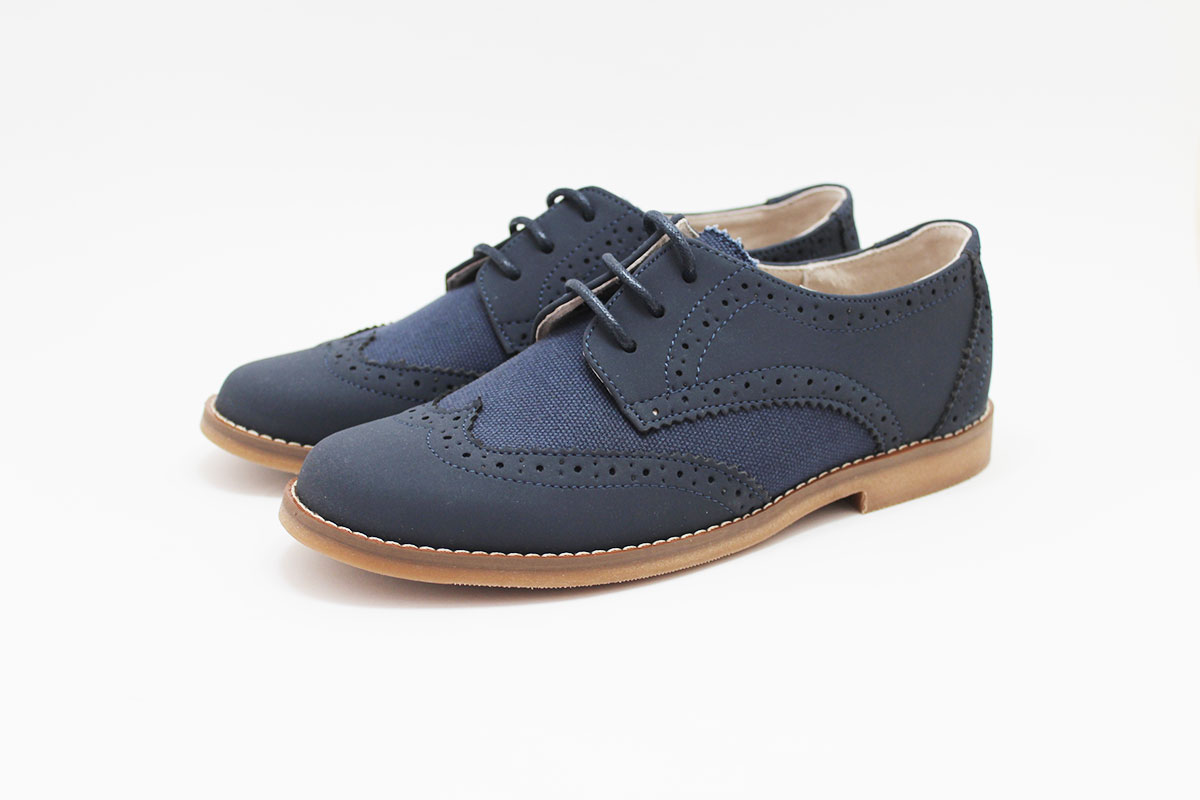 Zapato comunión niño lino y piel combinado - Imagen 7