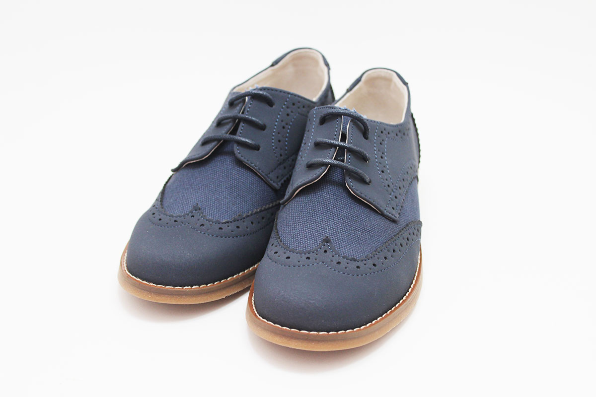 Zapato comunión niño lino y piel combinado - Imagen 8