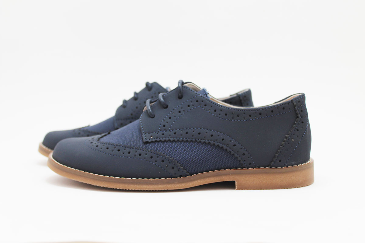 Zapato comunión niño lino y piel combinado - Imagen 9