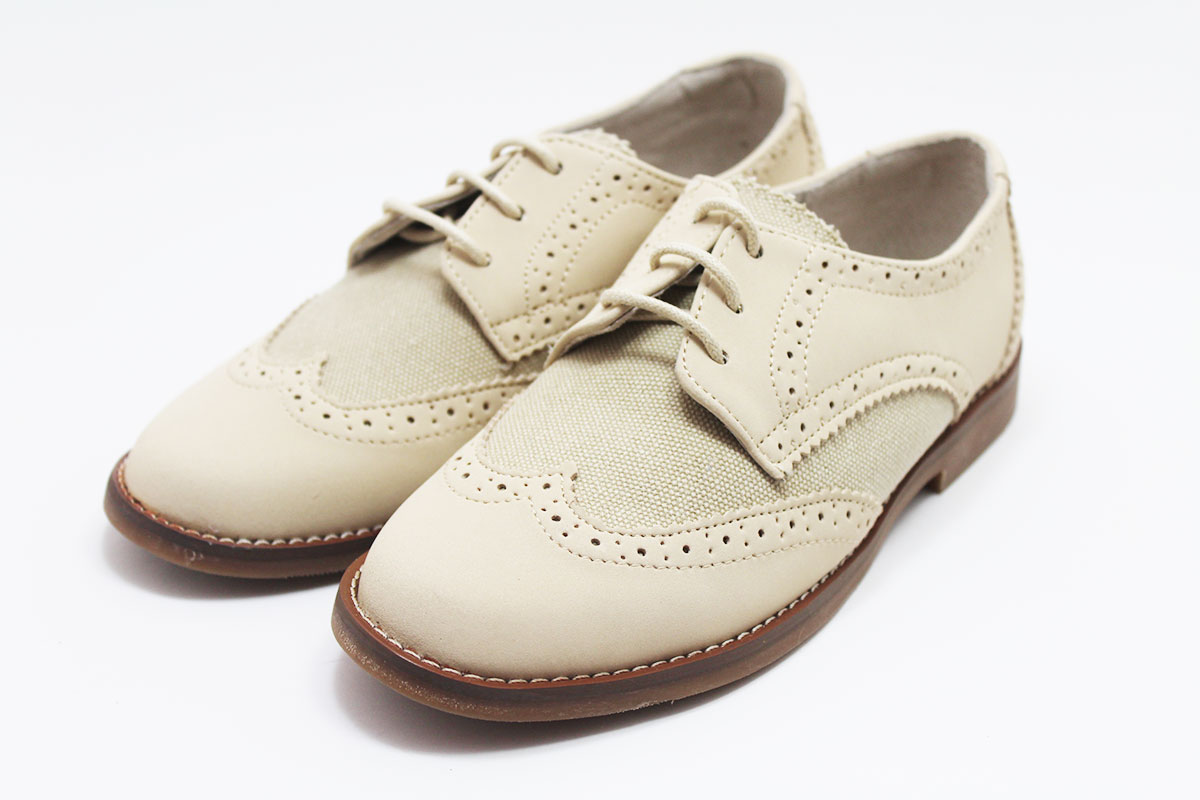 Zapato comunión niño lino y piel combinado - Imagen 6