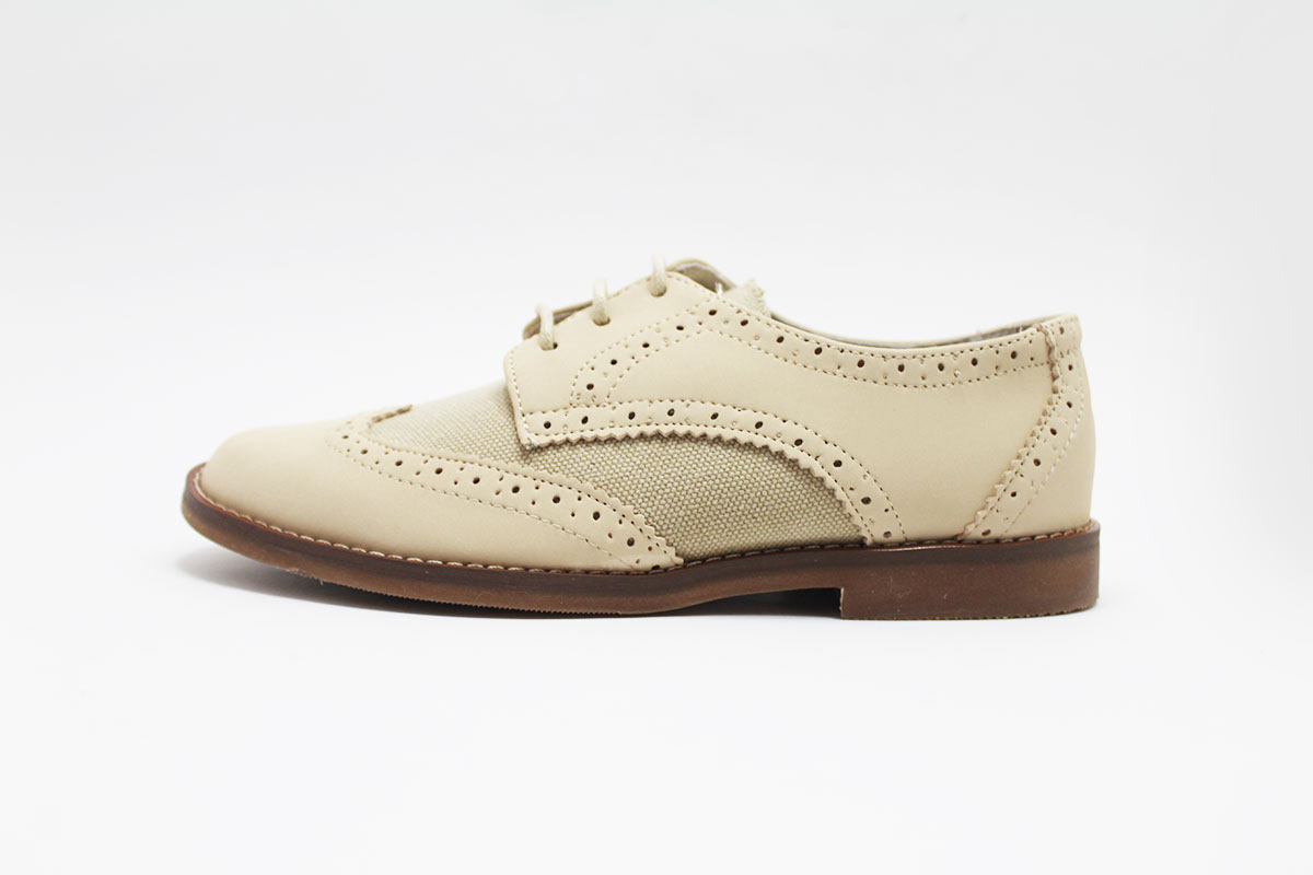Zapato comunión niño lino y piel combinado - Imagen 4