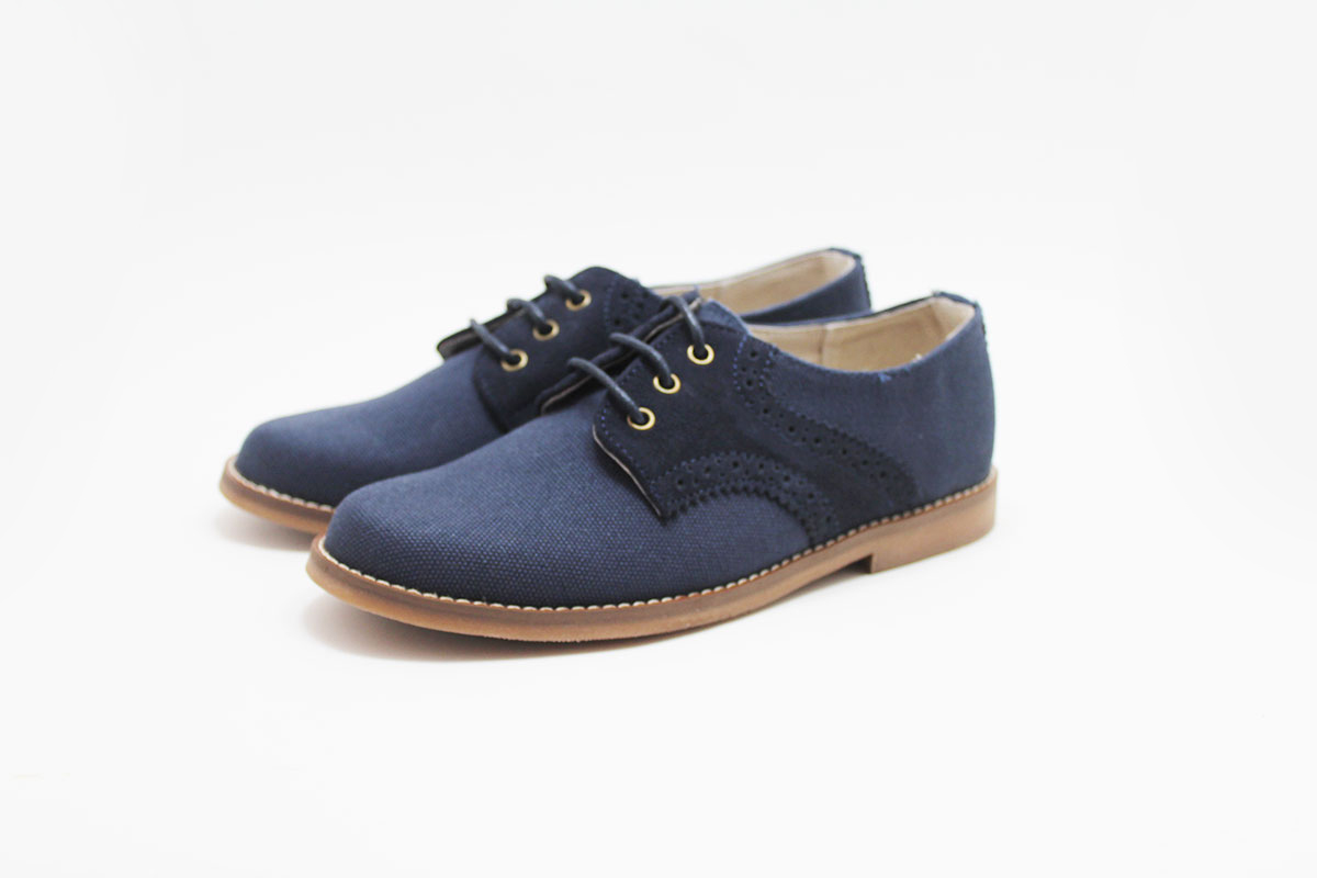 Zapato comunión niño lino combinado azul marino - Imagen 9