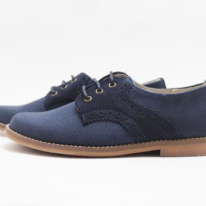 Zapato comunión niño lino combinado azul marino