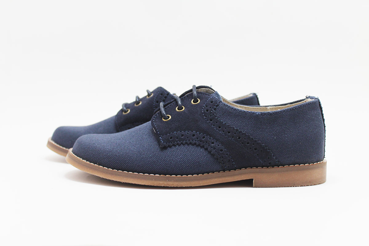 Zapato comunión niño lino combinado azul marino - Imagen 2