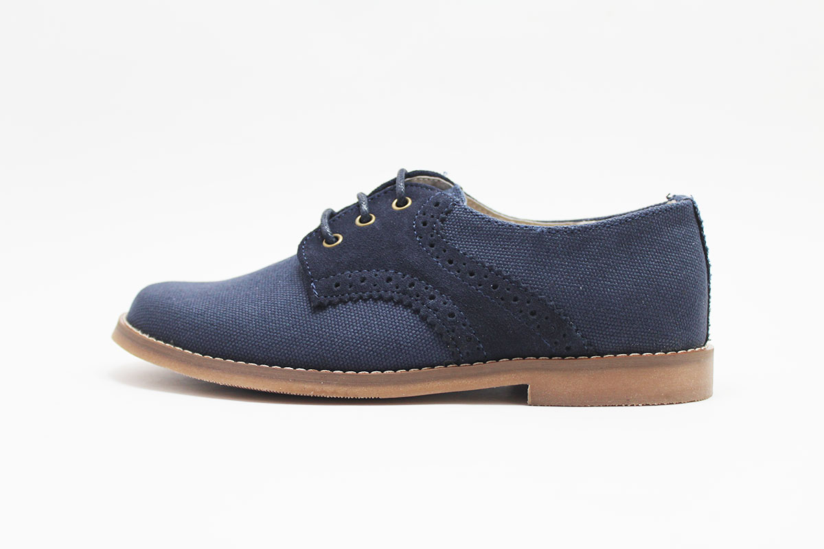 Zapato comunión niño lino combinado azul marino - Imagen 4