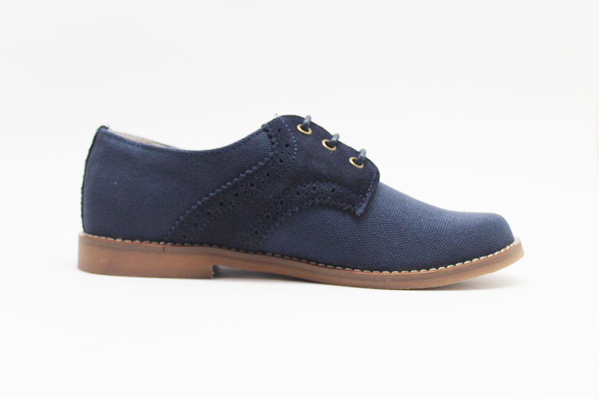 Zapato comunión niño lino combinado azul marino - Imagen 5
