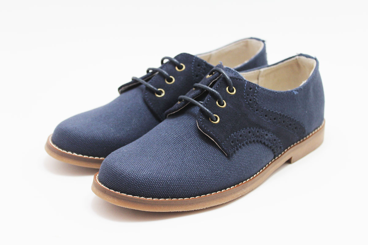 Zapato comunión niño lino combinado azul marino - Imagen 7