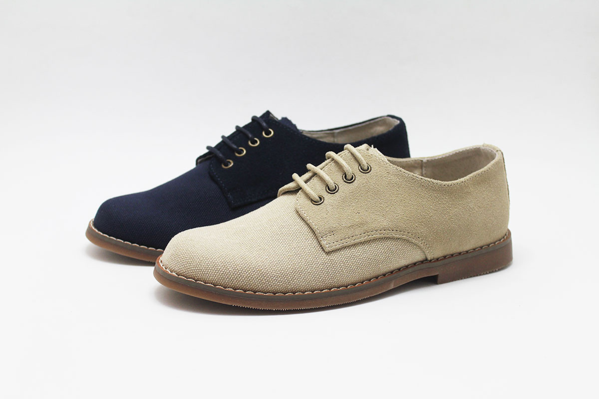 Zapato comunión niño lino y serraje combinado - Imagen 2