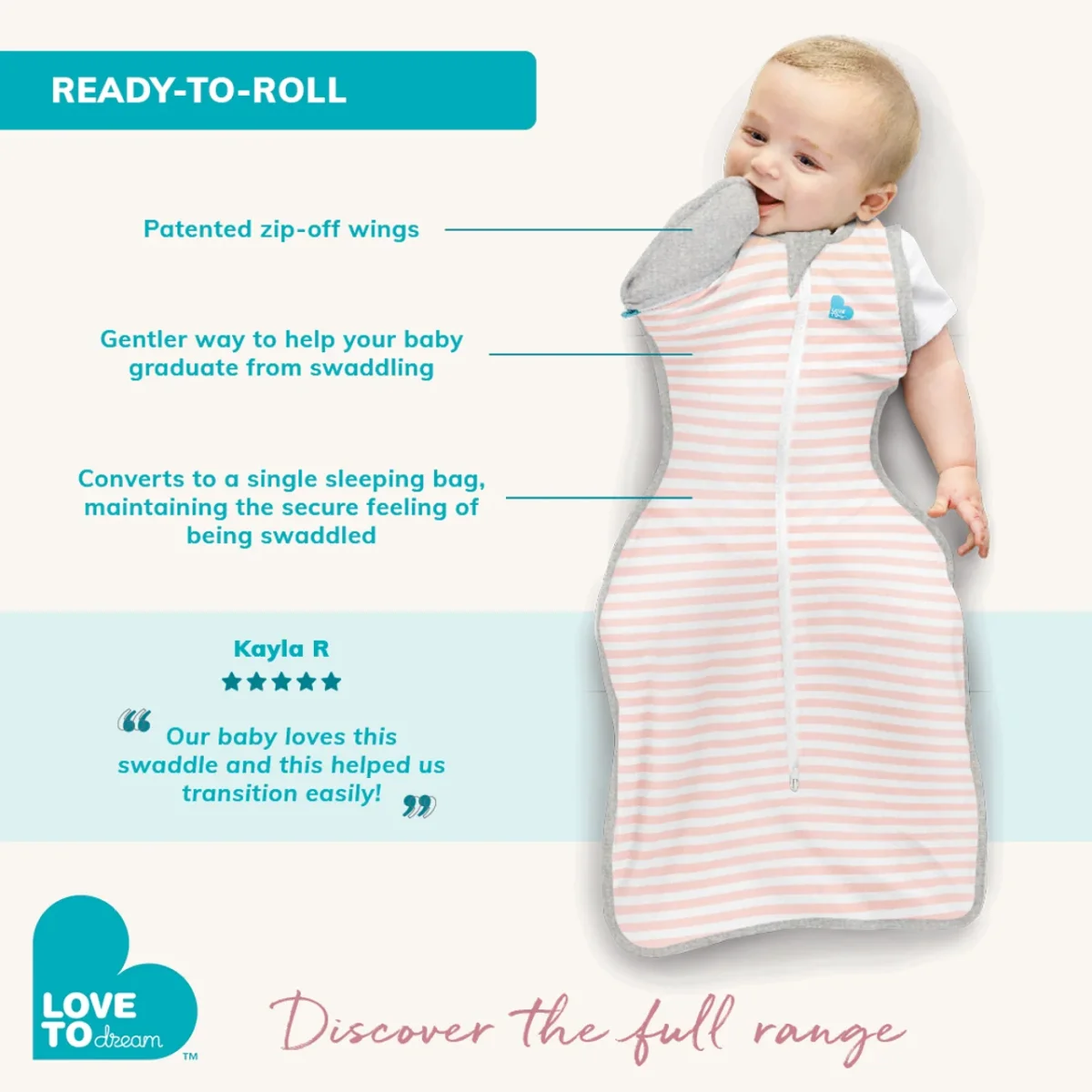 Swaddle Up™ Bolso de transición 0.2 TOG Viscosa de Bamboo Mint Superstar - Imagen 4