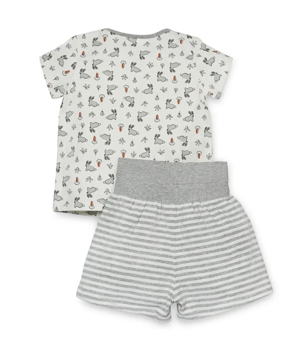 Conjunto de Pijama Infantil Manga Corta Algodón Conejito Blanco - Imagen 7