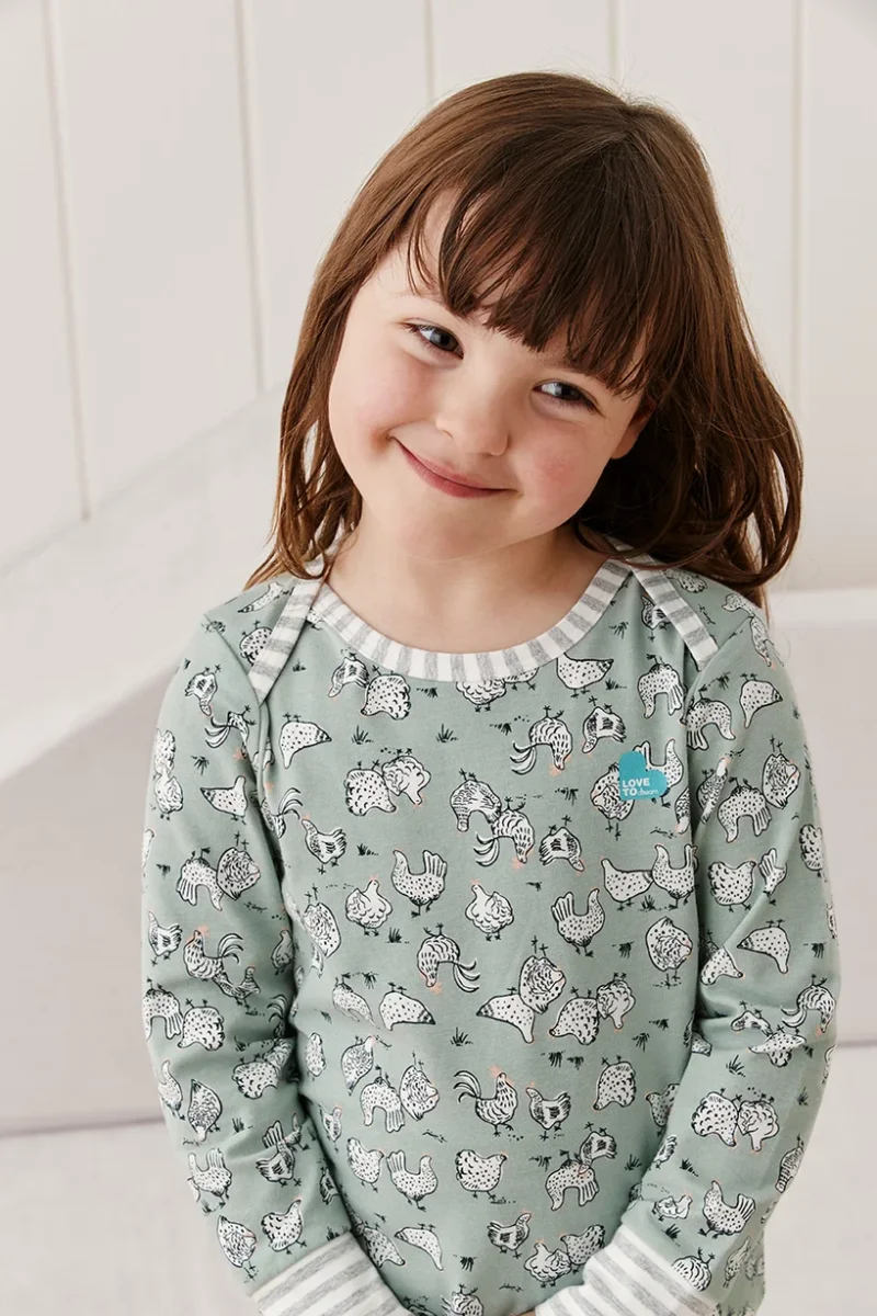 Conjunto de pijama para niños de manga larga de algodón Olive Chicken Run - Imagen 5