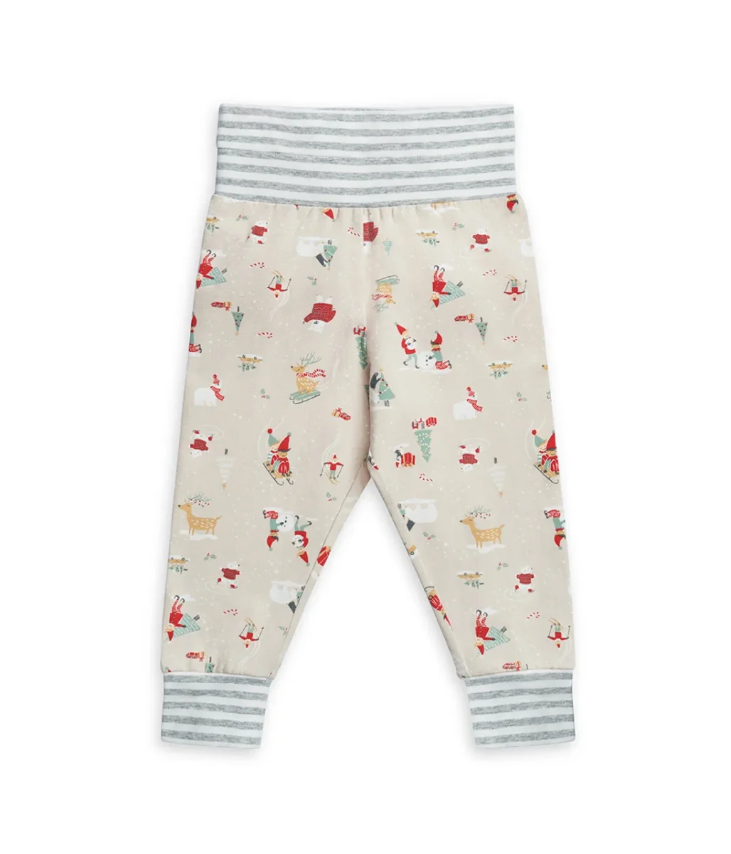 Conjunto de pijama para niños de manga larga de algodón beige Snow Party - Imagen 7