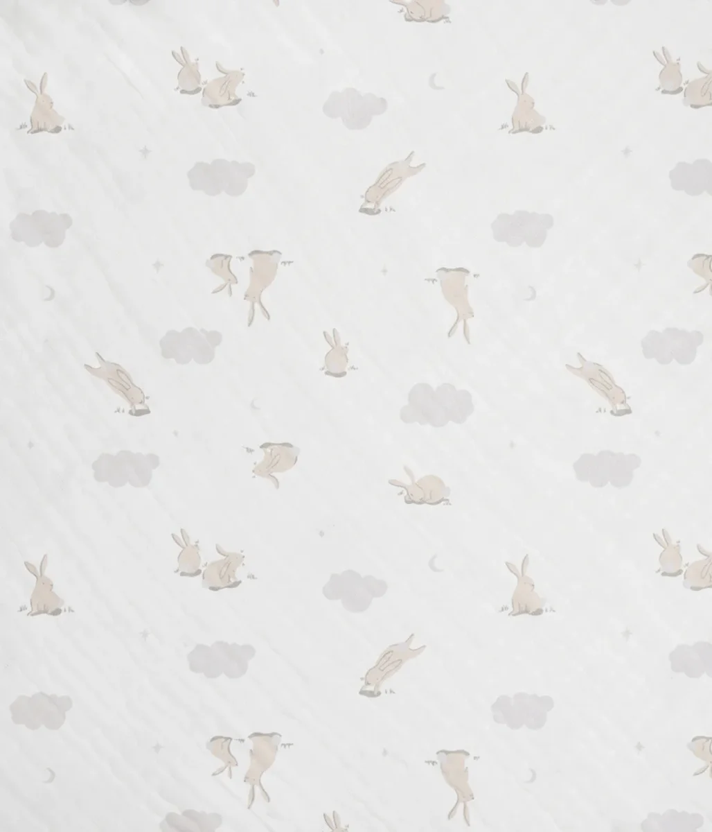 Toalla Con Capucha De Muselina Blanco Nube Conejito - Imagen 5