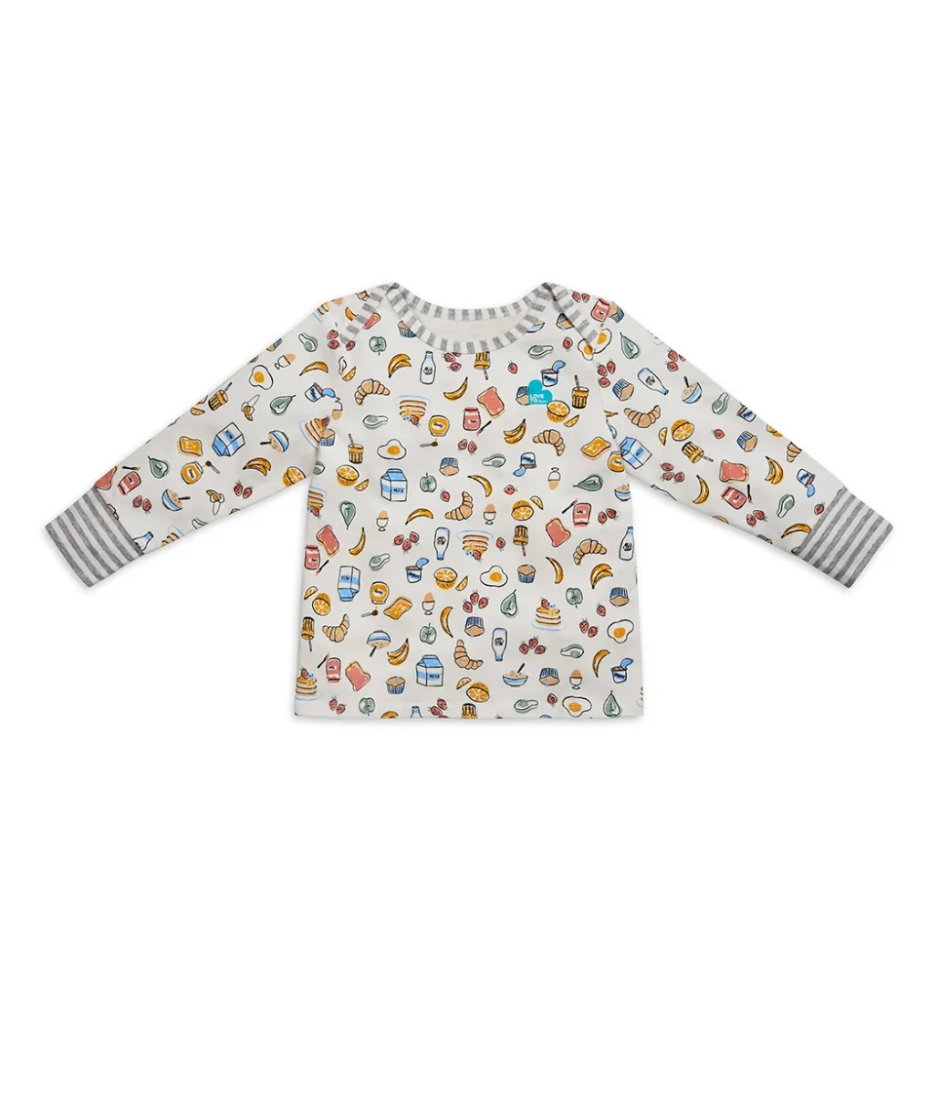 Conjunto de pijama para niños de manga larga de algodón blanco Desayuno - Imagen 7