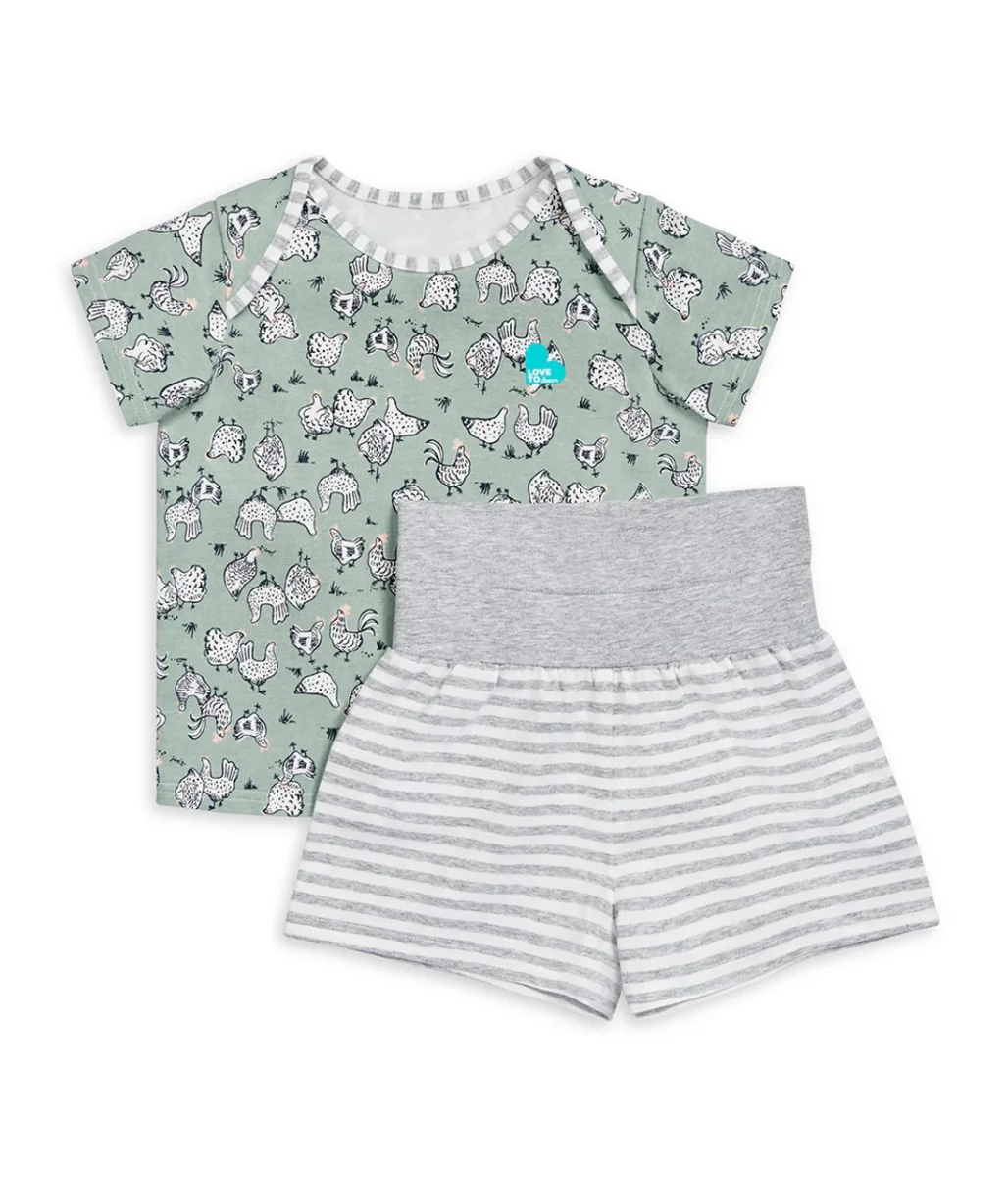 Conjunto de pijama para niños de manga corta de algodón Olive Chicken Run - Imagen 3
