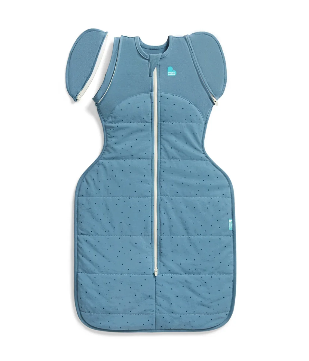 Swaddle Up™ Saco de dormir de transición 2 en 1 2.5 TOG Algodón Azul tormenta Guijarros - Imagen 3