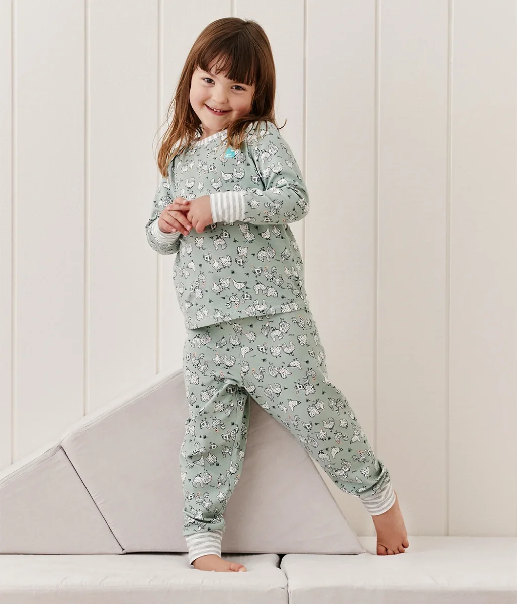 Conjunto de pijama para niños de manga larga de algodón Olive Chicken Run