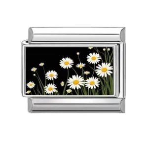 Charm flores margaritas para pulsera italiana 9mm