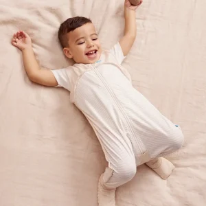Pelele de dormir sin mangas 0.2 TOG algodón beige Rayas marineras