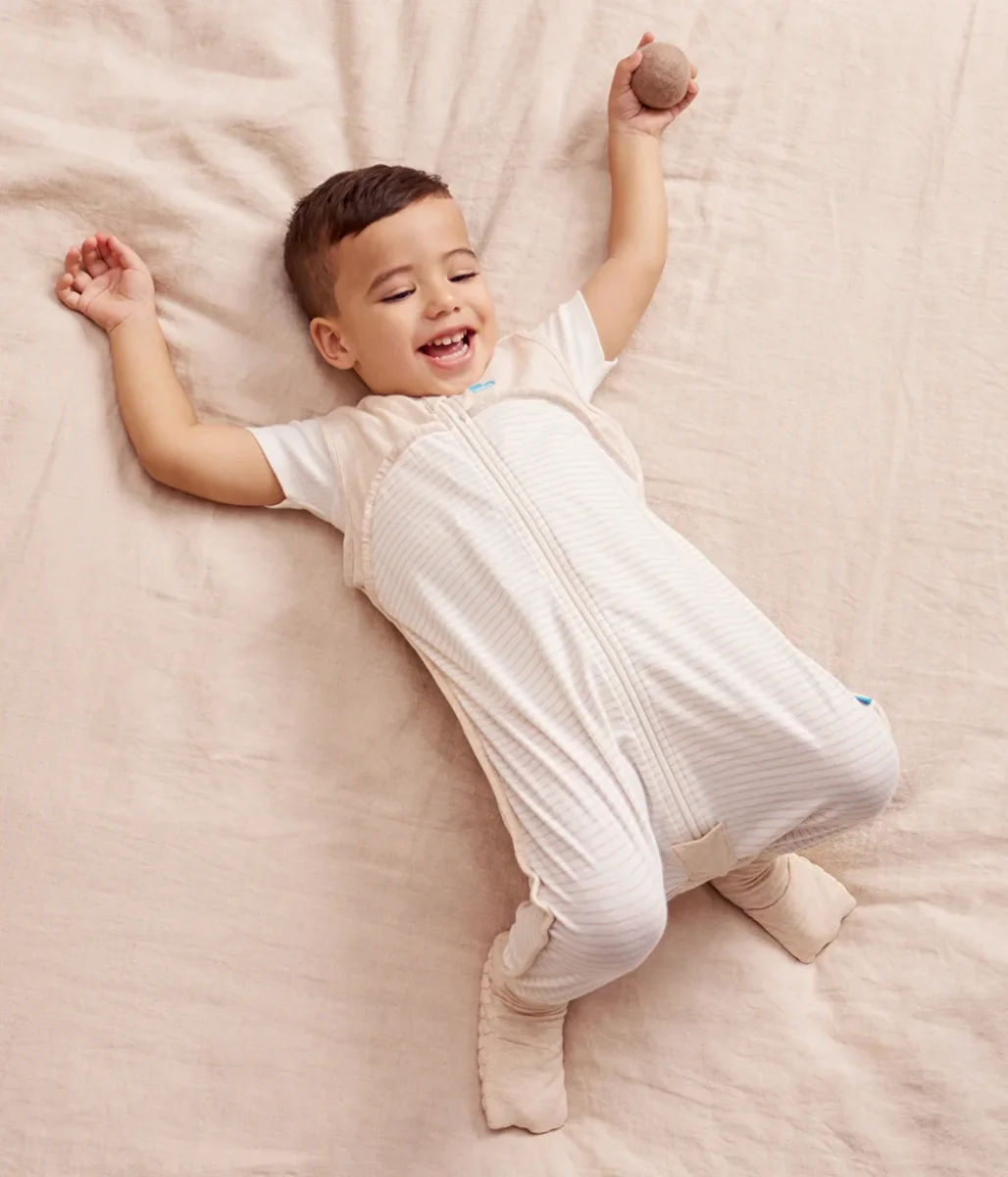 Pelele de dormir sin mangas 0.2 TOG algodón beige Rayas marineras - Imagen 2
