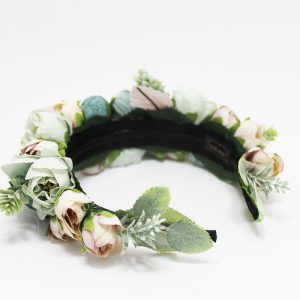 Diadema flores tonos verdes niña