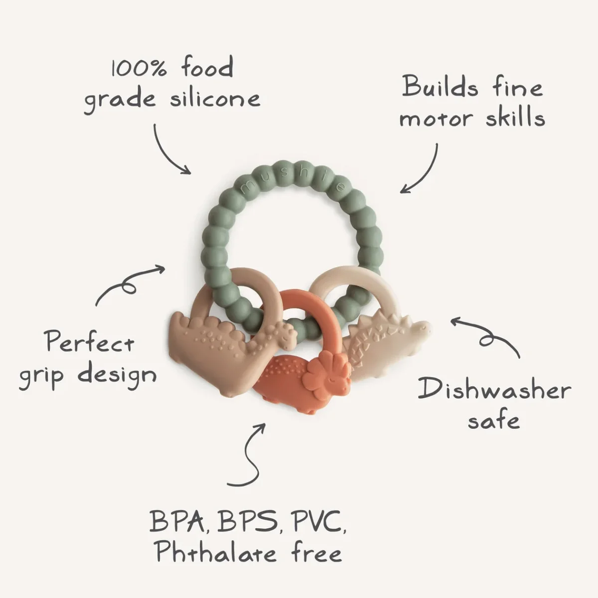 Mordedor silicona Ring Dino- MUSHIE - Imagen 3