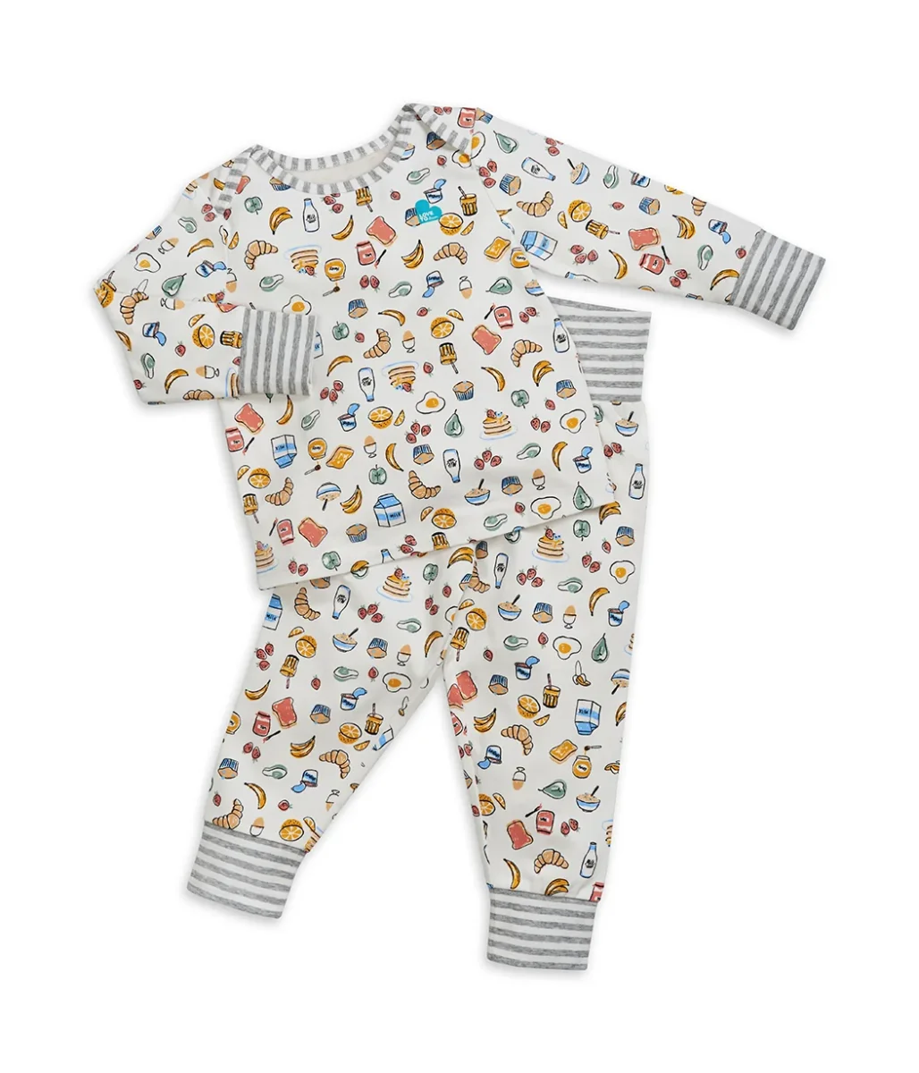 Conjunto de pijama para niños de manga larga de algodón blanco Desayuno - Imagen 3