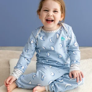 Conjunto de Pijama para Niños Manga Larga de Algodón Celeste Eclipse