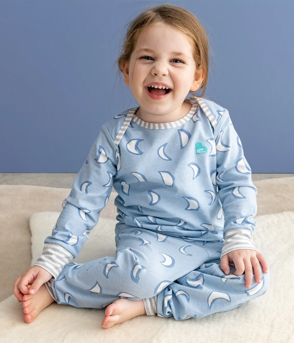 Conjunto de Pijama para Niños Manga Larga de Algodón Celeste Eclipse