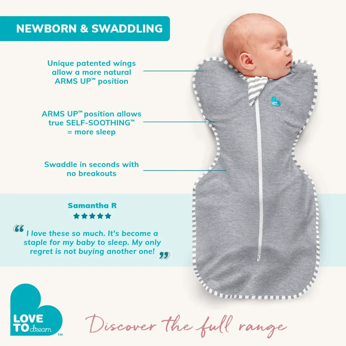 Swaddle Up™ Viscosa 0.2 TOG de Bamboo White Kisses - Imagen 4