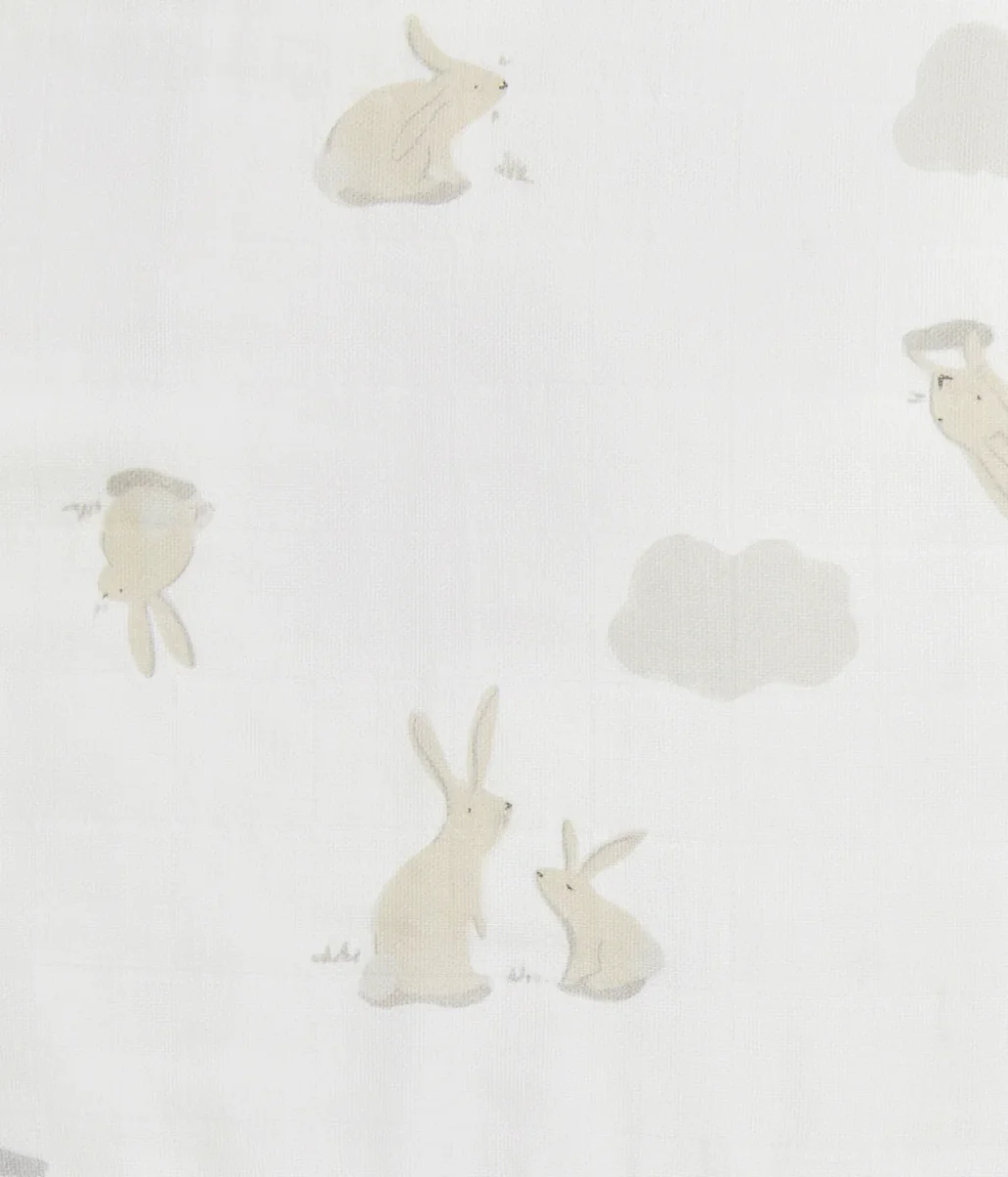 Paños De Eructo Pack De 2 Muselina Blanco Nube Conejito - Imagen 6