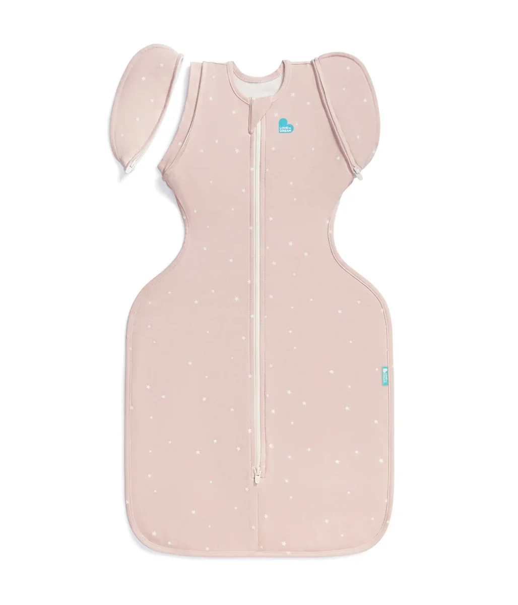Swaddle Up™ Saco de Dormir de Transición 1.0 TOG Algodón Rosa Polvo Estrella Brillante - Imagen 3