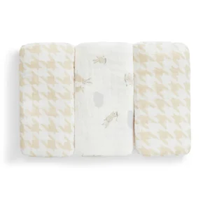 Toallitas Pack de 3 Muselina Blanco Mini Nube Conejito