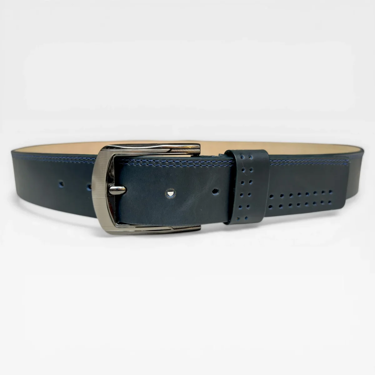 Cinturón Casual de Cuero Genuino para Hombre 4cm – Perforaciones Modelo Distinctive - Imagen 4