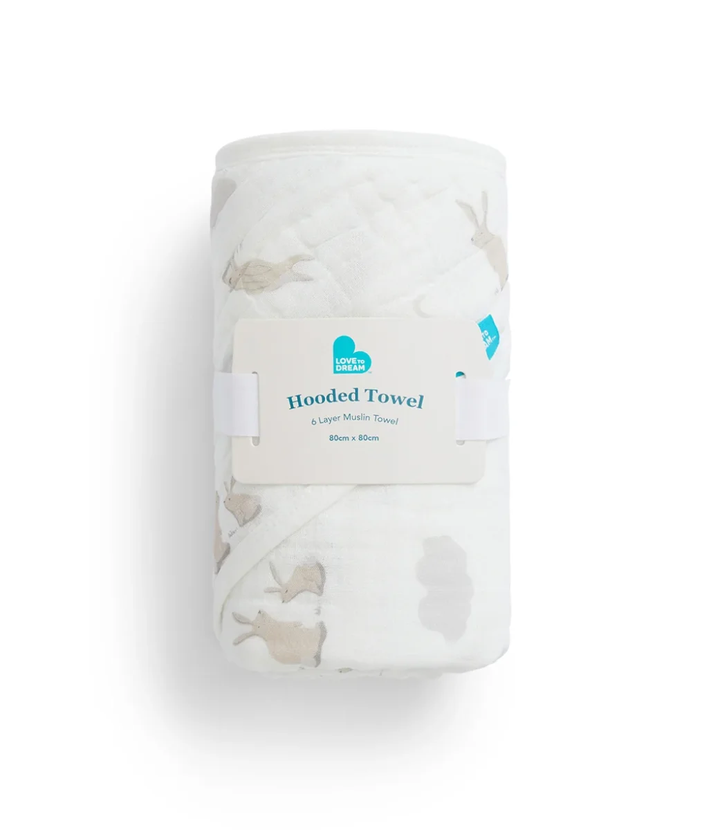 Toalla Con Capucha De Muselina Blanco Nube Conejito - Imagen 2