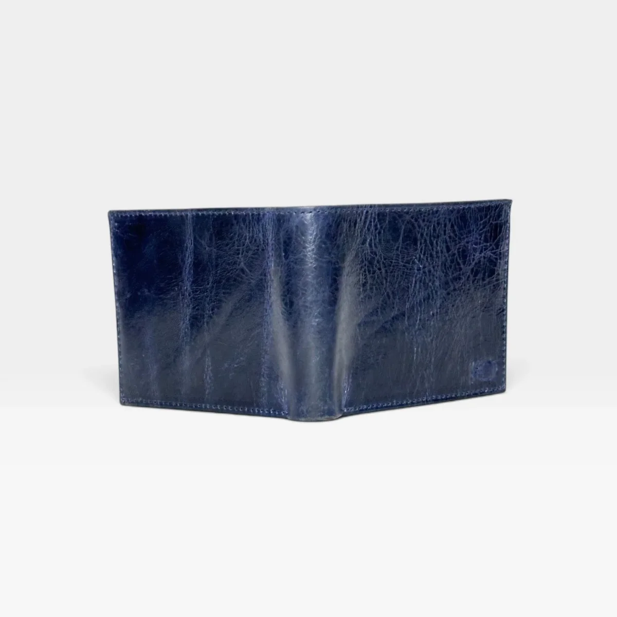 Billetera Hombre Cuero Azul Traslúcido Bordado RFID - Imagen 4