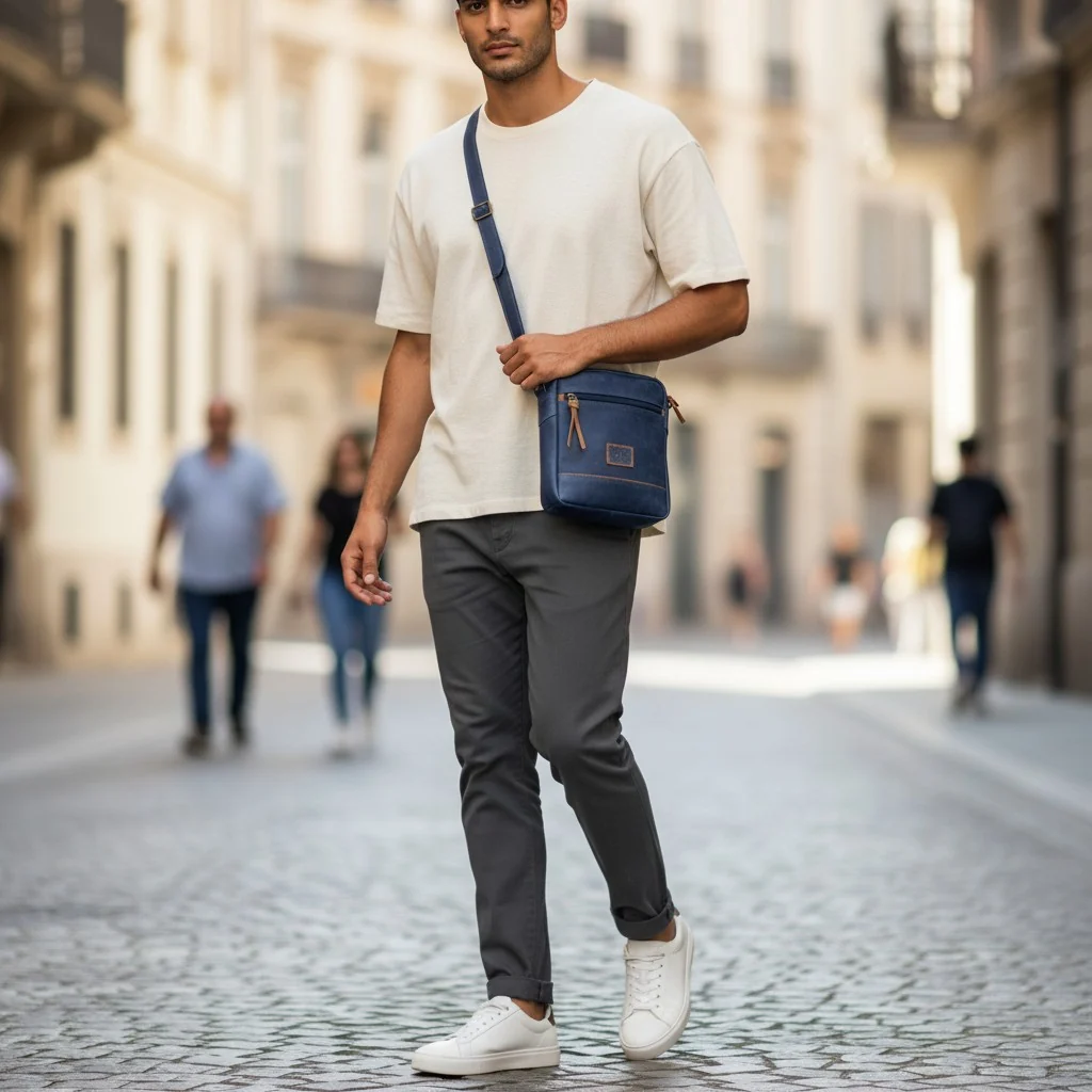 Bolso Manos Libres Cruzado en Cuero Genuino para Hombre — Diseño Minimalista - Imagen 8