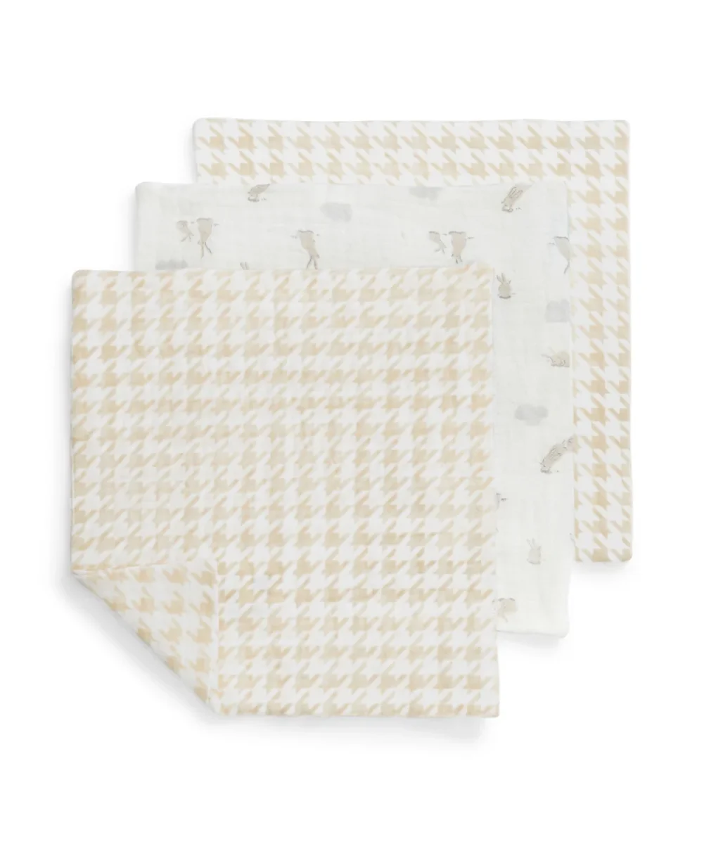 Toallitas Pack de 3 Muselina Blanco Mini Nube Conejito - Imagen 3