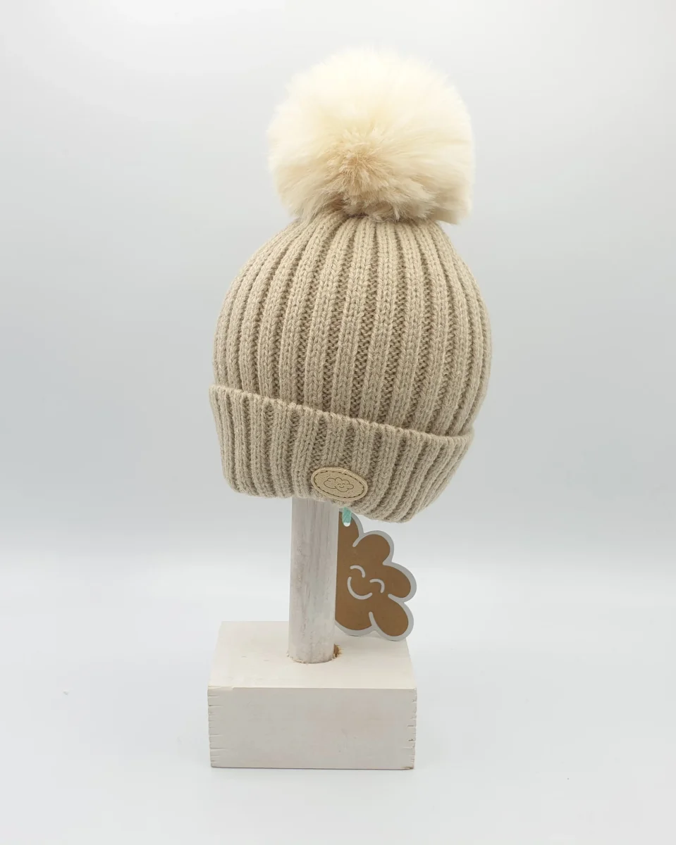 Gorro liso con pompón de pelo natural- Monnuage - Imagen 3