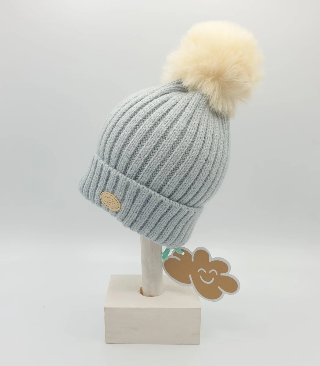 Gorro liso con pompón de pelo natural- Monnuage - Imagen 5
