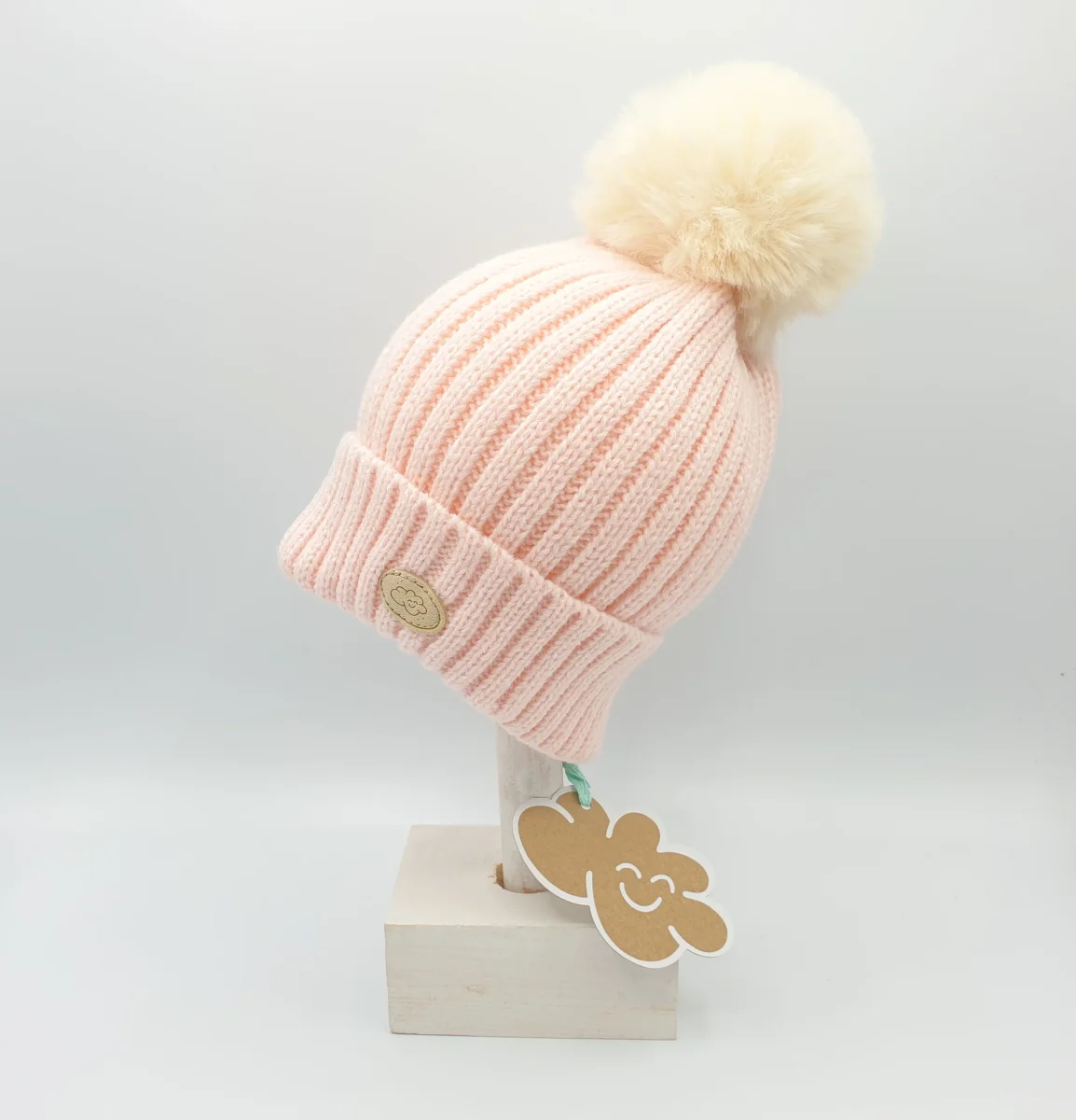 Gorro liso con pompón de pelo natural- Monnuage - Imagen 7